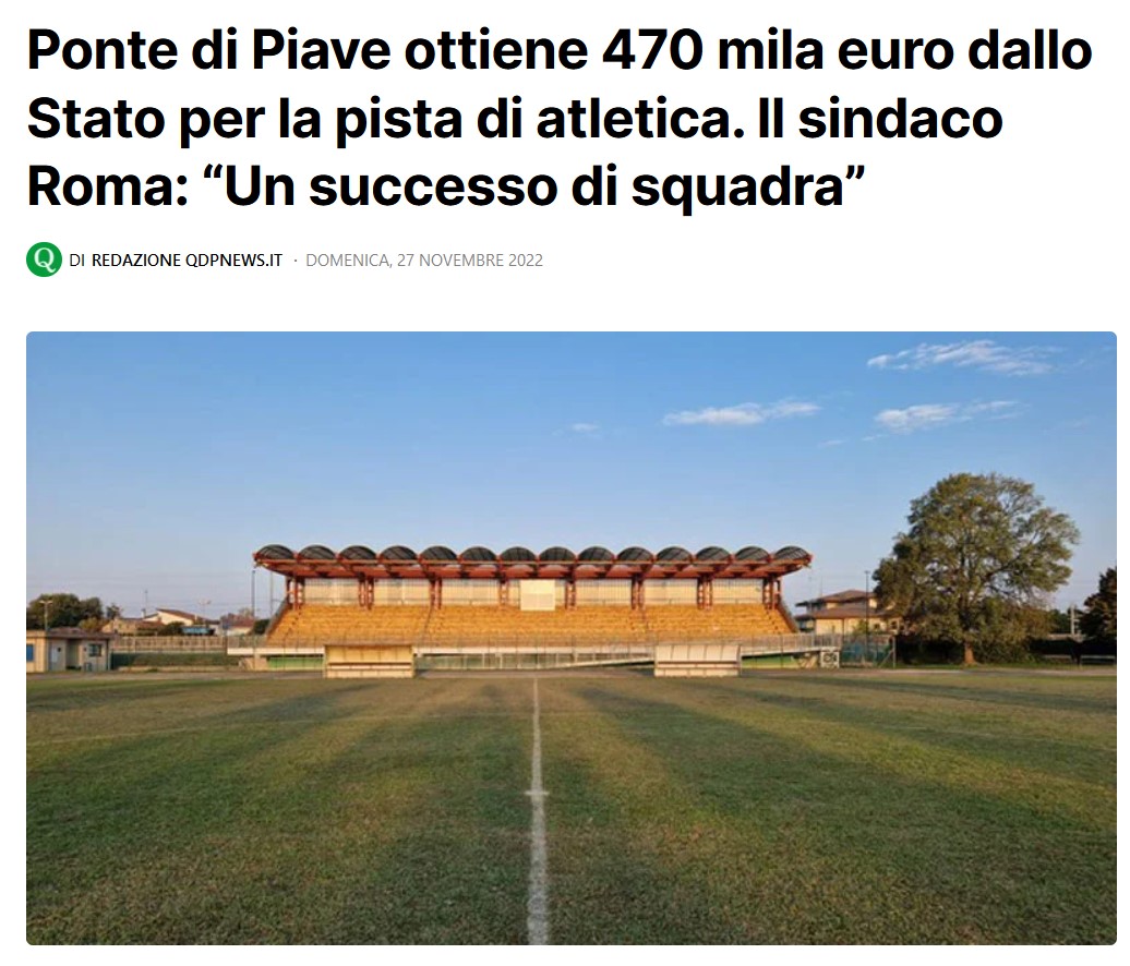 Importante Intervento Di Riqualificazione Di Un Impianto Sportivo